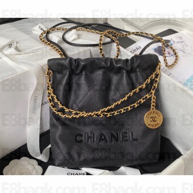 Chanel Shiny Grained Calfskin and Lacquered Metal CHANEL 22 Mini Handbag AS3980 Black 2023