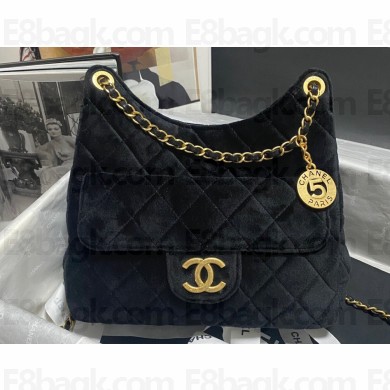 Chanel Velvet Hobo Handbag AS4322 Black 2023