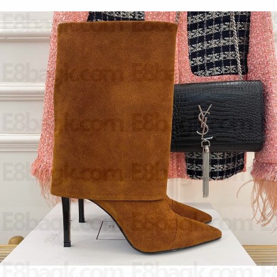 Balmain Heel 10.5cm Suede ankle boots Brown 2023