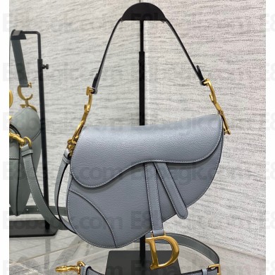 Dior Saddle Bag with Strap in Grained Calfskin Gray 2023