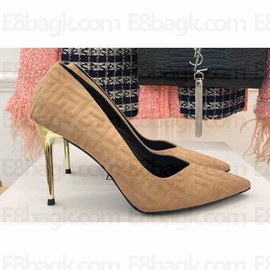 Balmain Heel 10.5cm Ruby stilettos Pumps Suede Nude with monogram 2023