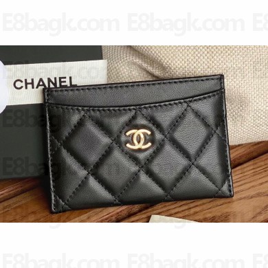 Chanel Classic Card Holder AP0213 in Lambskin Black/Gold