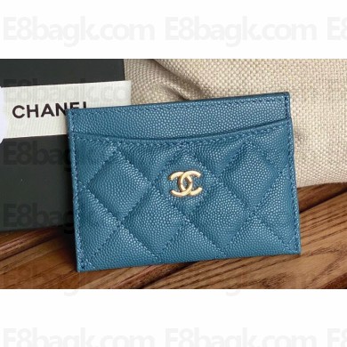 Chanel Classic Card Holder AP0213 in Grained Calfskin Blue