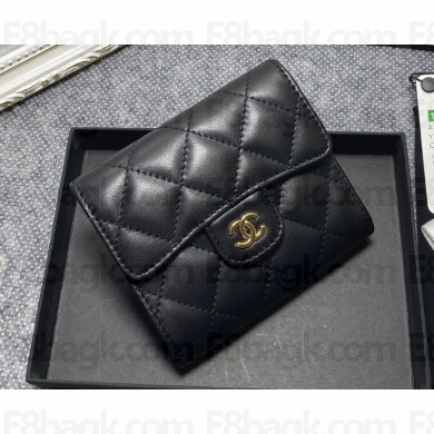 Chanel Classic Small Flap Wallet AP0231 in Lambskin Black/Gold