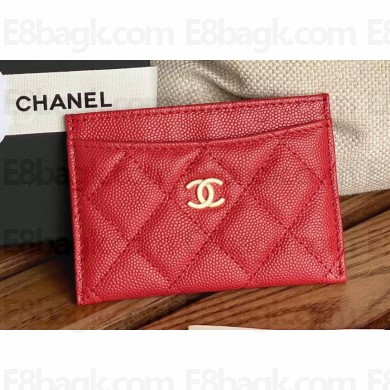 Chanel Classic Card Holder AP0213 in Grained Calfskin Red