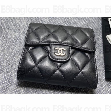 Chanel Classic Small Flap Wallet AP0231 in Lambskin Black/Silver