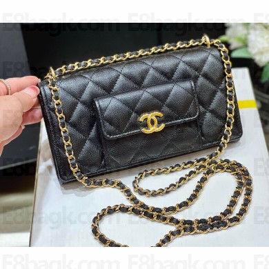 Chanel Grained Calfskin WOC Clutch Bag with Chain 2830 Black 2023 (ORIGINAL QUALITY)