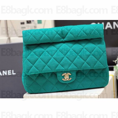 Chanel Wool Jersey & Gold-Tone Metal Clutch Bag AS4199 Green 2023 (ORIGINAL QUALITY)