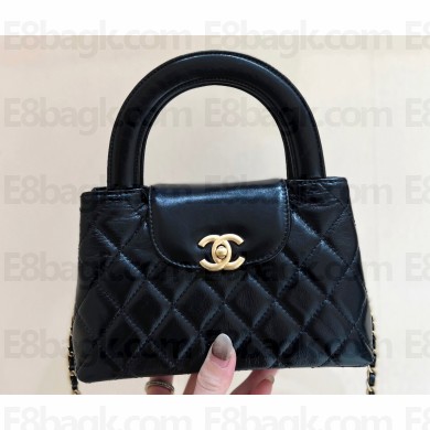 Chanel Shiny Aged Calfskin Mini Shopping Bag AS4416 Black 2023 (ORIGINAL QUALITY)