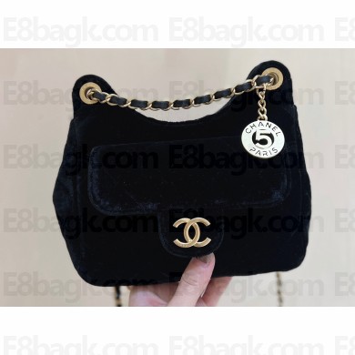 Chanel Velvet Small Hobo Bag AS4323 Black 2023 (ORIGINAL QUALITY)
