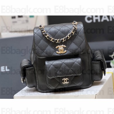 Chanel Grained Shiny Calfskin Small Backpack Bag AS4399 Black 2023 (ORIGINAL QUALITY)