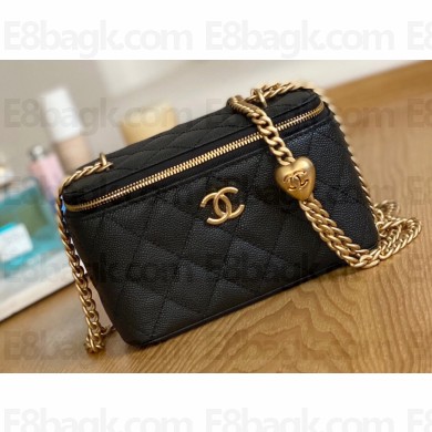 Chanel Small Sweet Heart Vanity Case Bag 81247 in Grained Calfskin Black