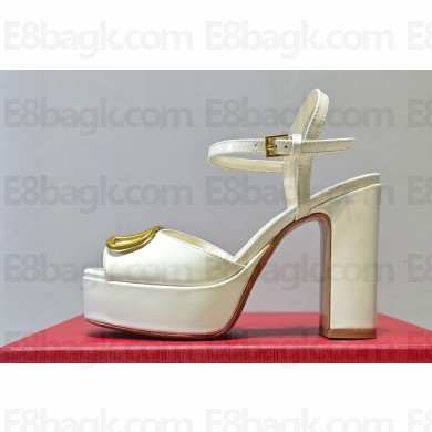 Valentino Heel 11cm Platform 3cm Vlogo sandals in Patent leather White