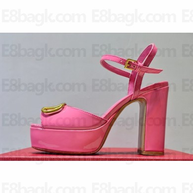 Valentino Heel 11cm Platform 3cm Vlogo sandals in Patent leather Pink