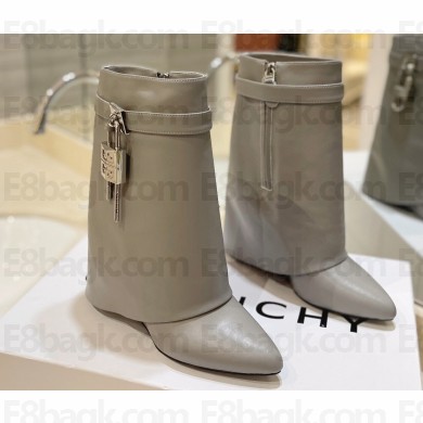 Givenchy Heel 8.5cm Shark Lock ankle boots in smooth calfskin leather Gray 2023