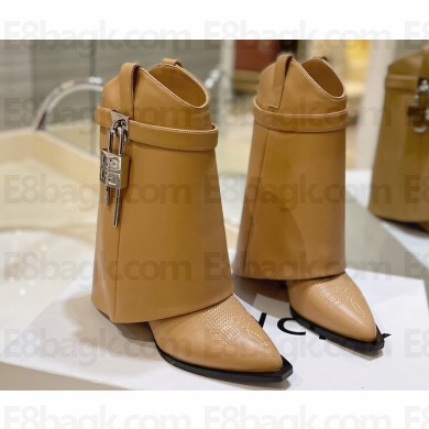 Givenchy Heel 8.5cm Shark Lock ankle boots in smooth calfskin leather Stitching Brown 2023