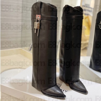 Givenchy Heel 8.5cm Shark Lock boots in smooth calfskin leather Stitching Black 2023