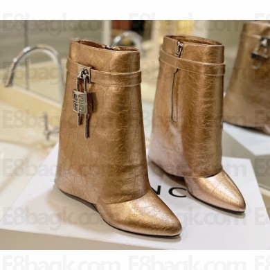 Givenchy Heel 8.5cm Shark Lock ankle boots in metallized leather Gold 2023