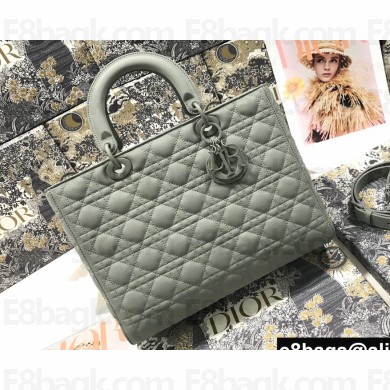 Dior Large Lady Dior Bag in Gray Ultramatte Cannage Calfskin