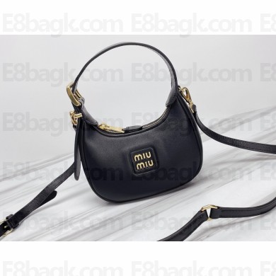 Miu Miu Leather hobo bag 5BP084 Black
