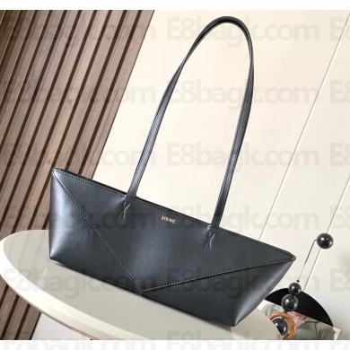 Loewe Cropped Puzzle Fold bag in shiny calfskin Black