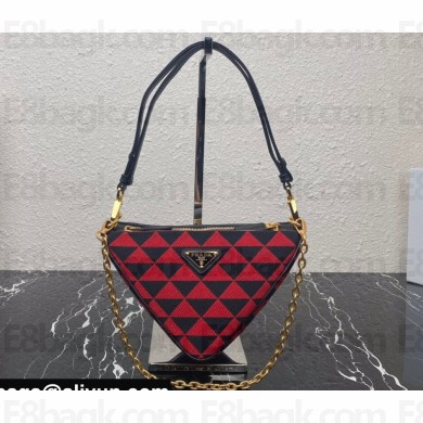 Prada Symbole leather and fabric mini bag 1BC176 Black/Red 2023