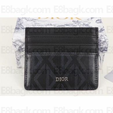 Dior Card Holder in Black CD Diamond Canvas