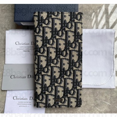 Dior Vertical Long Wallet in Beige and Black Dior Oblique Jacquard