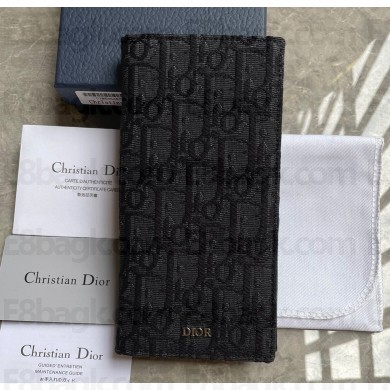 Dior Vertical Long Wallet in Black Dior Oblique Jacquard