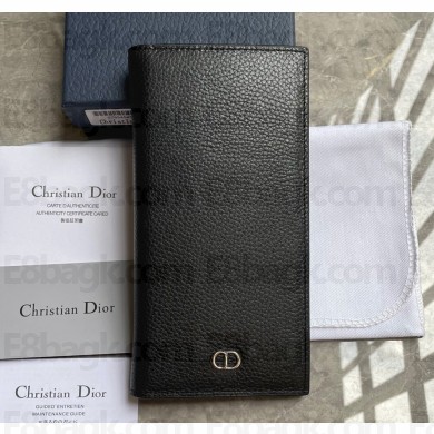 Dior Vertical Long Wallet in Black Grained Calfskin with CD Icon Signature
