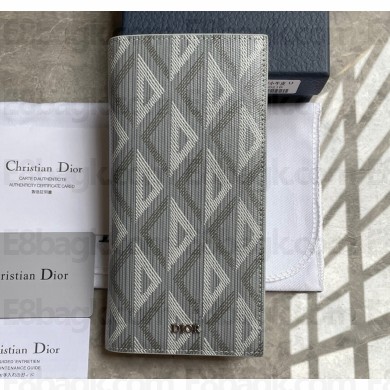 Dior Vertical Long Wallet in Gray CD Diamond Canvas
