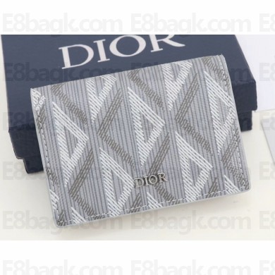 Dior Flap Card Holder in Gray CD Diamond Canvas