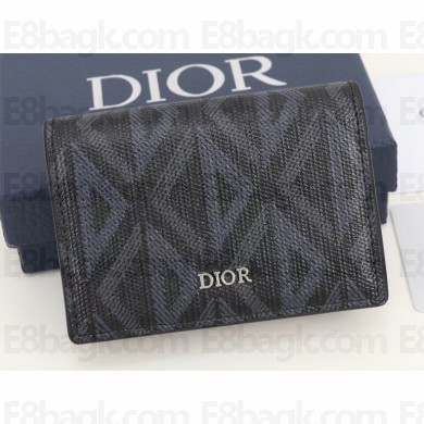 Dior Flap Card Holder in Black CD Diamond Canvas