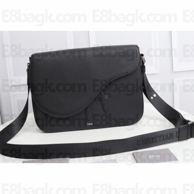 Dior Mini Saddle Messenger Bag in Black Grained Calfskin