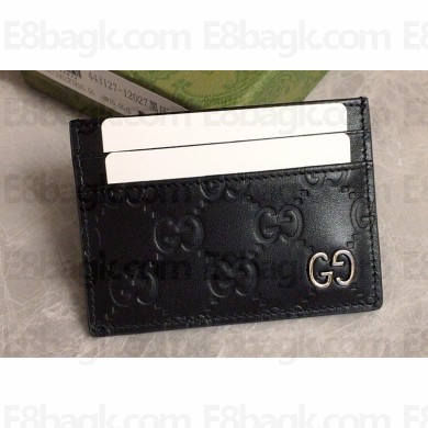 Gucci Signature Card Case 473927 GG Black