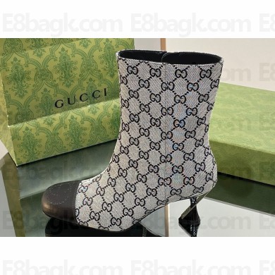 Gucci Heel 6.5cm Ankle Boots GG Canvas Black 2023