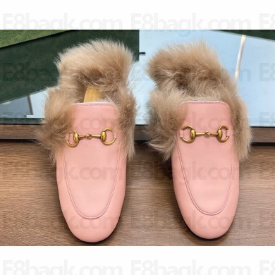 Gucci Wool Fur 2015 Re-Edition women's Princetown Slipper with Horsebit 397749 Leather Pink 2023