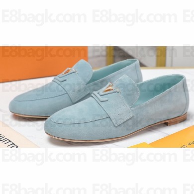 Louis Vuitton Suede calf leather LV Capri Loafers Light Blue 2023