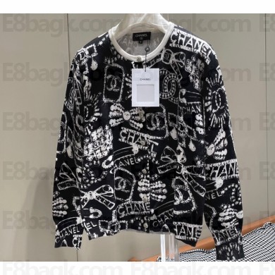 Chanel Cashmere Cardigan P74386 Black/White 2023