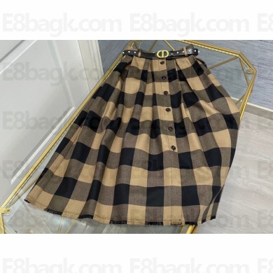 Dior Mid-Length Skirt in Check Wool 2023