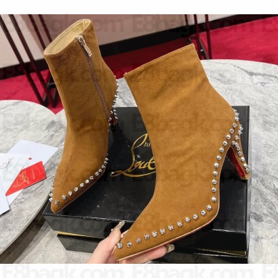 Christian Louboutin Heel 8.5cm Vidura Booty Low boots Suede Brown 2023