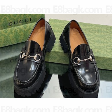 Gucci Women's loafer with Horsebit 764211 in Leather Black 2023