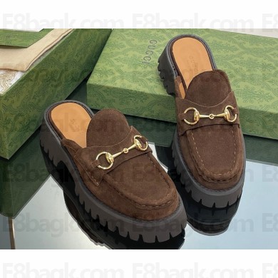 Gucci Women's Horsebit loafer slipper in Suede Coffee 2023