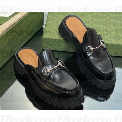 Gucci Women's Horsebit loafer slipper in Leather Black 2023