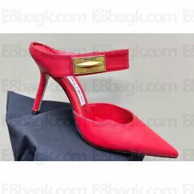 Jimmy Choo Heel 6.5cm/8.5cm Nell Mules in Calf Leather Red 2023