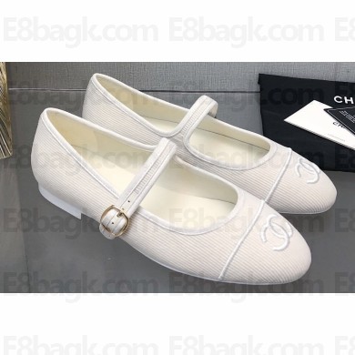 Chanel CC Logo Denim Mary Janes White 2023