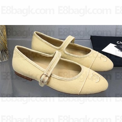 Chanel CC Logo Denim Mary Janes Beige 2023