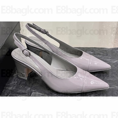 Chanel Patent Calfskin Slingbacks G45251 Gray 2023