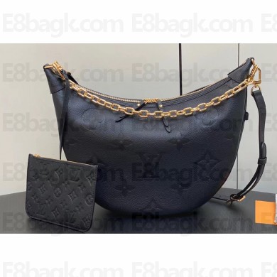 Louis Vuitton Monogram Empreinte Leather Loop Hobo Bag M46725 Black 2023