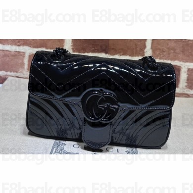 Gucci GG Marmont patent mini shoulder bag 446744 Black 2024